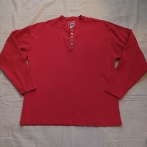 Marlboro Vintage Red Long-Sleeve Henley Men's Size Large